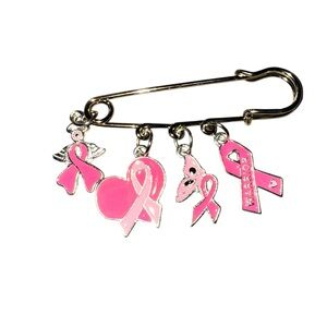 Breast Cancer Awareness Multi Charms Pink Safety Pin